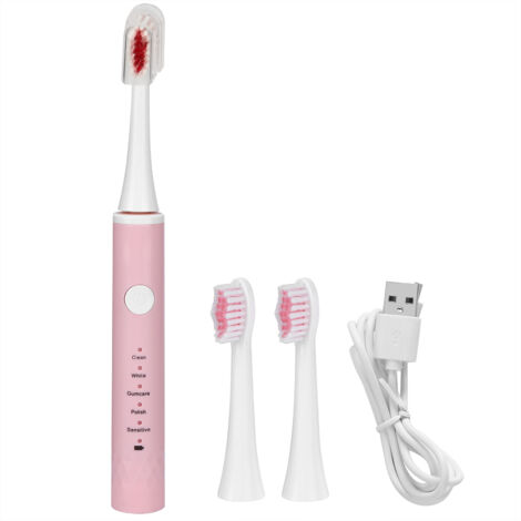 USB Charging Waterproof Electric Toothbrush Intelligent 5 Modes Ultrasonic Vibrating Soft BristlePink (1/5)