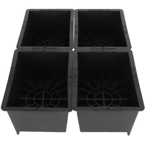 4Pcs Stackable Bed Risers ABS Anti Slip Furniture Risers for Bed Desk Sofa Table Black 4 Inch (1/5)