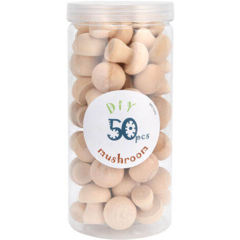Wooden Mushroom Ornament 50pcs Wood Mushroom Toy for Home Office Desktop Decoration (1/5)