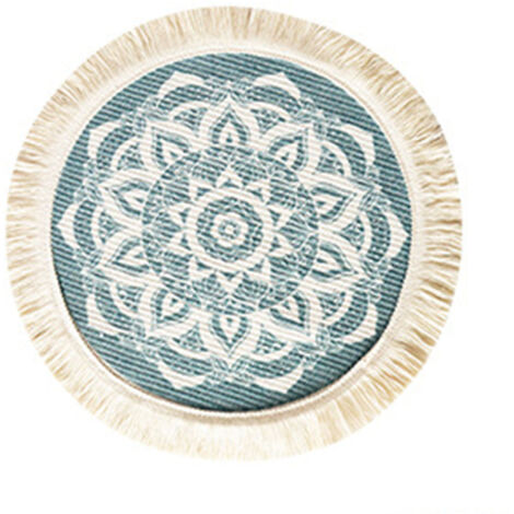 Placemat Cotton Polyester Round Soft Comfortable Woven Placemat with Tassels for Kitchen Decor A S (1/5)