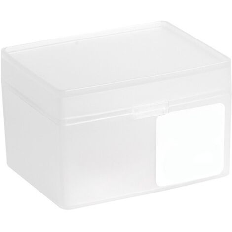 Small Clear Storage Box Transparent Stackable Small Plastic Organizer with Hinged Lid for Office Tape Notes (1/5)