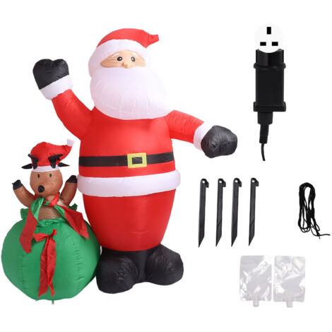 Christmas Inflatable Decor 6.2ft Santa and Deer IP44 Waterproof with LED Light Fan Yard Decorations for Festival UK Plug 220‑240V (1/5)