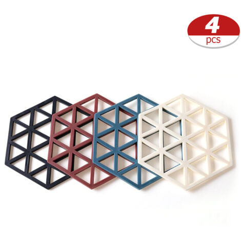 4PCS TPE Anti Hot Pot Mat Non Slip Insulation Pot Pad Heat Resistant Coasters (1/5)