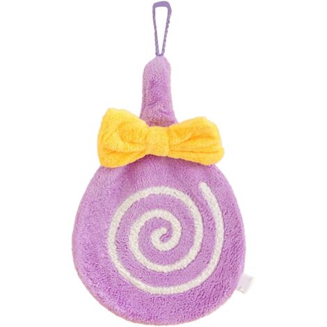 Cute Kids Hand Towel Thickened Soft Coral Velvet Absorbent Hand Towel with Hanging Loop for Bathroom Kitchen Purple (1/5)
