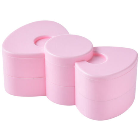 Double Layer Rotating Jewelry Storage Box Small Jewelry Tray Bowknot Case Women Jewelry Earring Storage Box Pink (1/5)