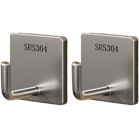 2PCS Bath Towel Hook 304 Stainless Steel High Load Bearing Adhesive Hook for Kitchen Toilet (1/5)