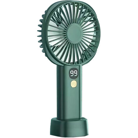 Portable Handheld Fan USB Rechargeable Battery Operated 5 Speeds Silent Handheld Mini Fan with Power Display Dark Green (1/5)