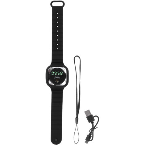 Ultrasonic Mosquito Repellent Bracelet with Time Display Anti Mosquito Wristband for Outdoor(Black ) (1/5)