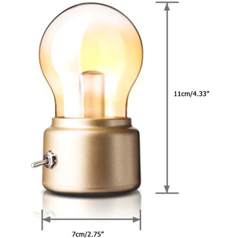 USB Rechargeable LED Bulb Lamp with Retro Metal Toggle Switch Energy Saving and Elegant Desk Lighting (1/5)