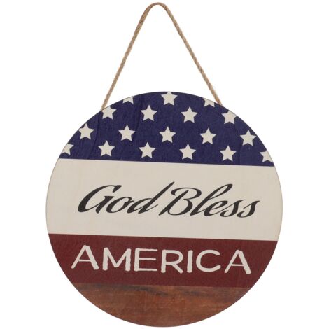 Independence Day Sign Round Decorative Easy Hanging Festive Theme Colorblock Design 4th of July Decorations (1/5)