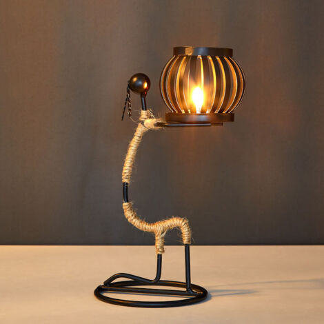 Candle Holder Wrought Iron Unique Shape Hemp Rope Artistic Candelabrum For Bar Decoration Dining Room Table G Type (1/5)