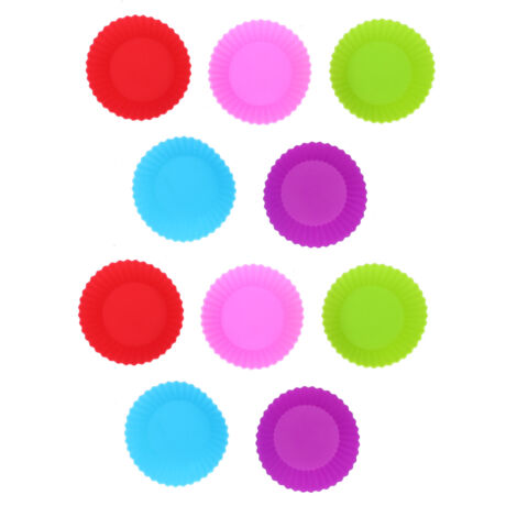 10Pcs Silicone Muffin Cup Resuable Food Grade Cake Mold Cupcake Liners for Bakery Home (1/5)