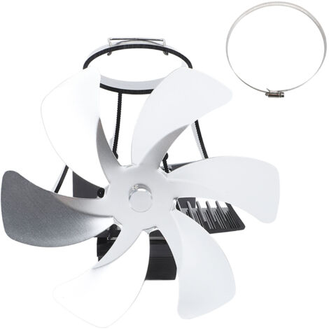 6 Blade Magnet Wall Mount Heat Powered Stove Fan Pipe Fireplace Fan Magnetic Installation for Wood Log Burners Silver