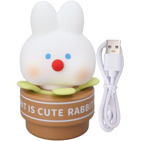 Desktop Night Light Cartoon Rabbit Silicone Lamp USB Rechargeable Kids Desk Light 3 Gears Brightness (1/5)