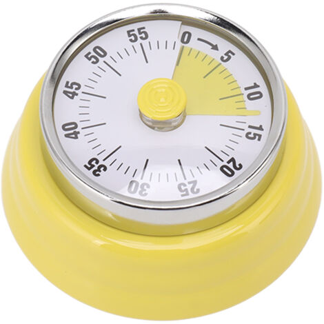 Mechanical Countdown Timer with Visual Display Dial Stainless Steel Timer for Learning Office Pale Yellow