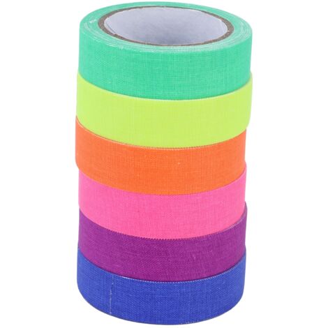 6Pcs Adhesive Tape 6 Color Fluorescent UV Cotton Cloth Tape Stage Performance Prop (1/5)