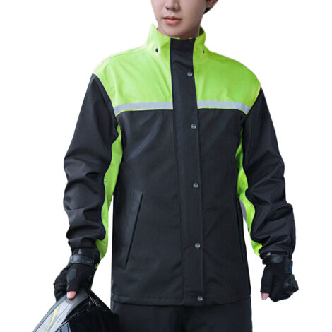 Rain Coat Pants Breathable Waterproof Portable Raincoat Suit for Men for Electric Bike Cycling Black Green 2XL (1/5)