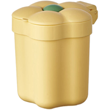 Desktop Trash Bin with Lid Flower Shape Small Garbage Can Large Opening Storage Paper Basket Yellow (1/5)