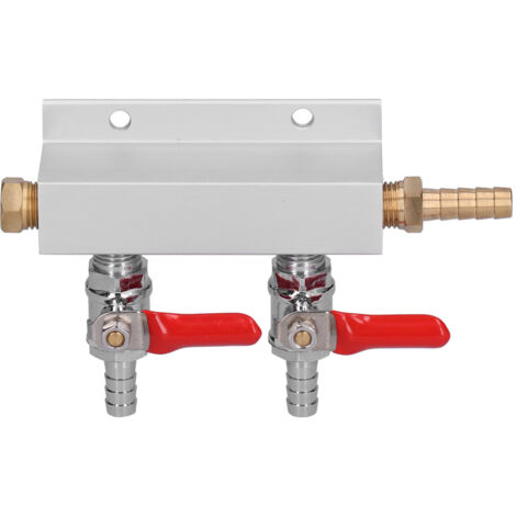 2 Way Gas Distribution CO2 Distributor Manifold With 5/16 Inch Beer Integrated Check Valves