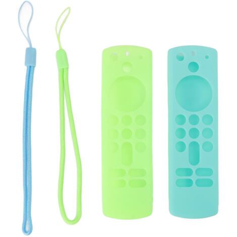 2pcs Silicone Remote Protective Cover Anti Slip Shockproof Remote Control Cover with Lanyard for Voice Remote 3rd Gen Luminous Green and Ice Blue