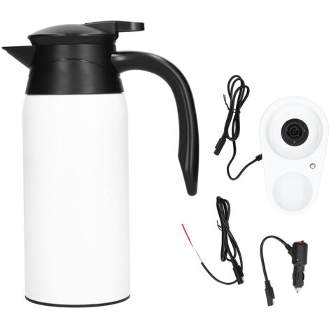 800ml Electric Teapot with Base Large Capacity Portable Insulation Water Heater Pot Kettle for CarIvory White (1/5)