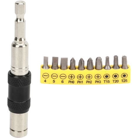 Mini Socket Wrench Multi Angle 10 in 1 6.35mm Quick Release Screwdriver Set with 10 Drill Bits for Hand Repair DIY Tools Silver Black (1/5)