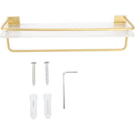 30cm Shower Caddy Wall Mount Organizer with Towel Hanger Easy Install Aluminum Rod Large Capacity Shower Rack for Bathroom Gold (1/5)