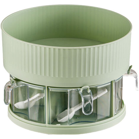 Kitchen Spice Turntable Organizer 2 Tier Plastic 360 Degree Rotation Multifunctional Seasoning Storage Rack for Cabinet Pantry Countertop Green