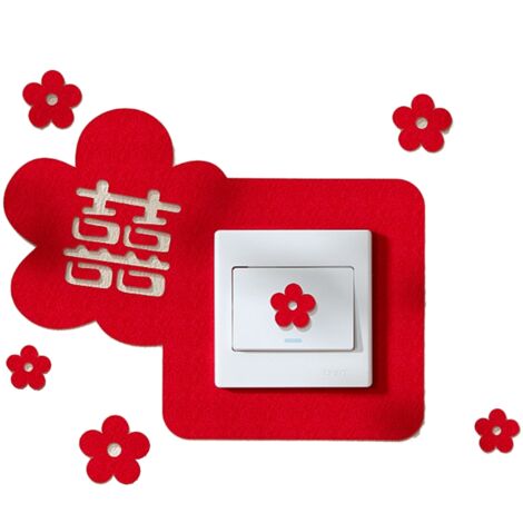 Chinese Wedding Light Switch Sticker Non Woven Fabric Double Happiness Wall Stickers for Wedding Party Decoration Red (1/5)