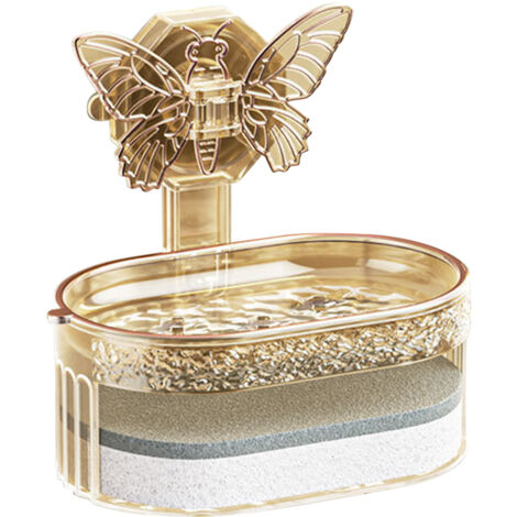 Double Layer Soap Holder Elegant Stylish Vacuum Suction Soap Dish Water Drainage Soap Tray with Sponge for Bathroom Kitchen Golden (1/5)