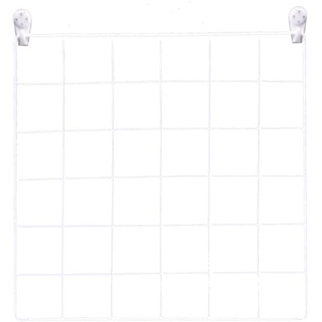 Wire Grid Panel Wall Doll Organizer Iron Mesh Home Storage Rack Photo Hanging and Display Shelf 30x30cm White (1/5)