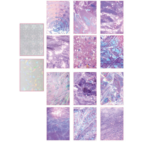 14PCS Foil Holographic Sticker Aesthetic Easy Apply PET Long Lasting Scrapbook Sticker for Album Water Bottle Gifts Purple (1/5)