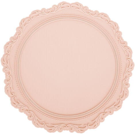 Nordic Style Silicone Placemat Embossed Insulation Thickened Round Silicone Mat for Home KitchenPink (1/5)