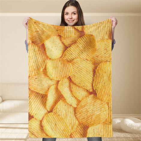 Chip Pattern Blanket Food Printing Vivid Colorfast Soft Breathable Sleeping Blanket for Cafe 39.4 X 47.2in
