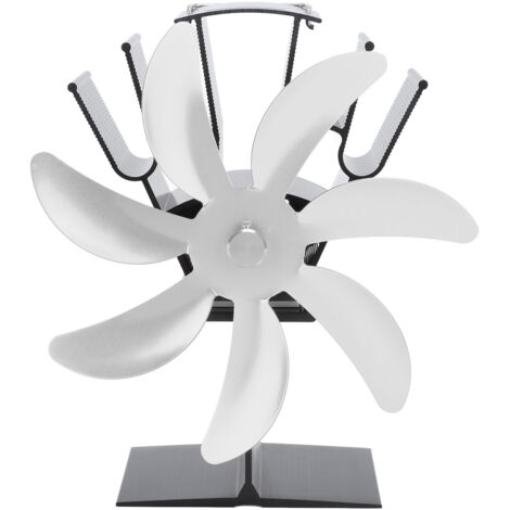 7 Blade Heat Powered Stove Fan Aluminum Alloy Thermoelectric Fireplace Fans for Wood Log Burners Fireplace Silver (1/5)