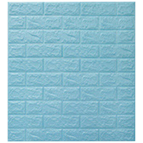 3D Brick Wall Stickers Self Adhesive Waterproof Prevent Collision DIY Faux Foam Brick Wall Panels for Bedroom Kitchen Standard 2.5mm/0.1in Light Blue (1/5)