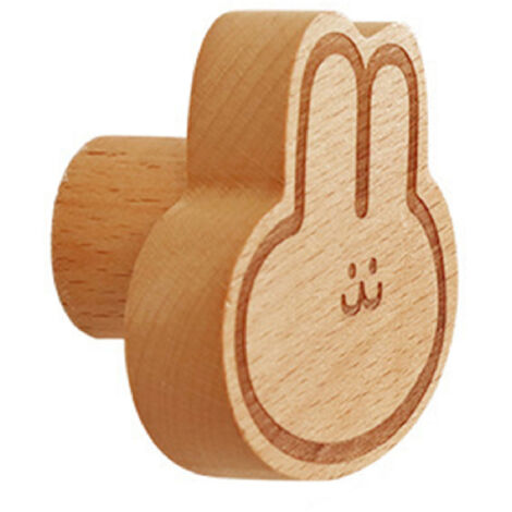 Wood Rabbit Hook Punching Free Delicate Cute Multifunctional Animal Head Shape Hook for Bedroom Entryway (1/5)