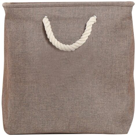 Fabric Storage Hamper EVA Hard Foldable Cotton Cloth Laundry Basket with Handle for Toy Snack Storage Brown (1/5)