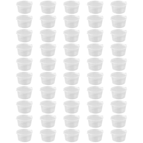 50pcs Clear Portion Cups with Lids Stackable Round Leakproof 50ML Plastic Sauce Cup Condiment Cups for Barbecues (1/5)