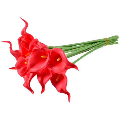 Mini Artificial PU Calla Lily Real Touch Fake Flower Photography Artificial Flower Home Decoration Red