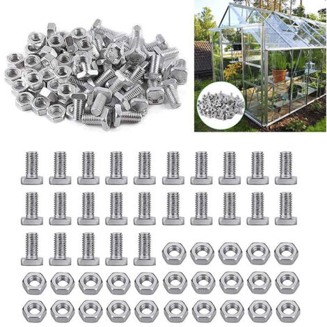 50Pcs Aluminium Nuts Set Greenhouse Rust Proof Nuts for Patio Greenhouse Accessories (1/5)