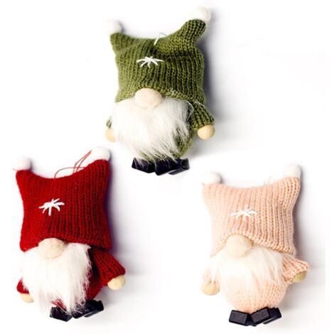 3 Pcs Christmas Wool Cute Faceless Doll Gnome Plush Doll Decoration Handmade Hanging Pendant Xmas Tree Ornament (1/5)