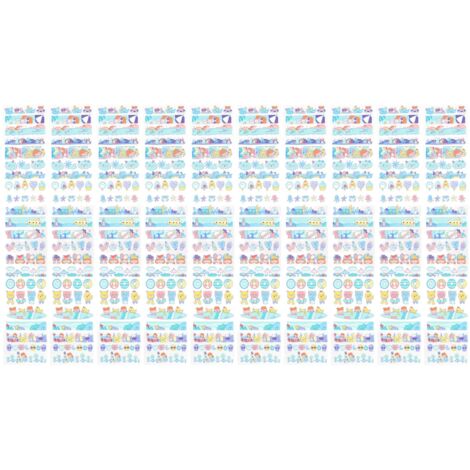 10Sheet Long Strip PET Tape Sharing Sticker Cute Cartoon Small Decoration Stickers for CalendarType 6