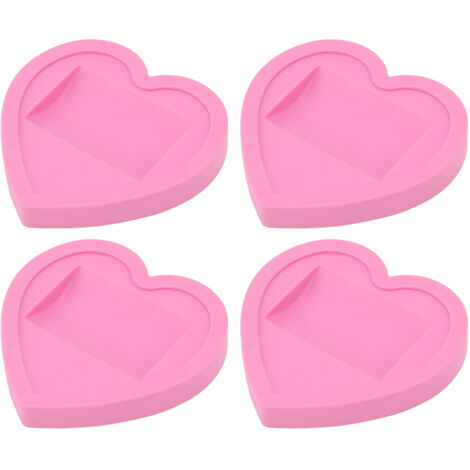 4Pcs Caster Cups Universal Pink Heart Pattern Rubber Low Noise Protective Furniture Pads (1/5)