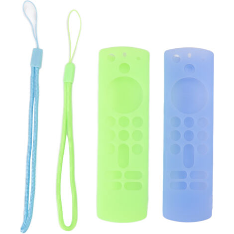 2pcs Silicone Remote Protective Cover Anti Slip Shockproof Remote Control Cover with Lanyard for Voice Remote 3rd Gen Luminous Blue and Luminous Green