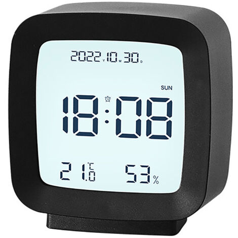Kids Alarm Clock LED Digital Indoor Alarm Clocks with Temperature and Humidity Display for Kids Black (1/5)
