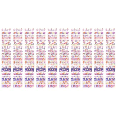 10Sheet Long Strip PET Tape Sharing Sticker Cute Cartoon Small Decoration Stickers for CalendarType 11 (1/5)