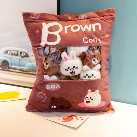 Plush Pillow Cushion Cute Throw Pillow Removable Stuffed Animal Toys Cushion for Decoration Gifting Brown Bear Rabbits 35‑50 (1/5)