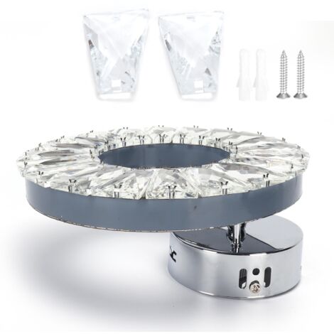 Crystal Wall Lamp 12W Stainless Steel Decorative Lamp for Hotel Corridor Stairway 85-265V White (1/5)