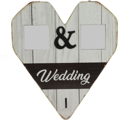Wood Wedding Picture Frame Key Hook Wall Hanging Decoration Love Gifts Photo Holder (1/5)